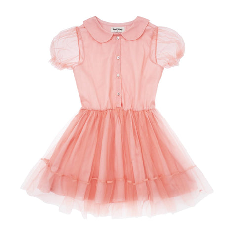 Tocoto Vintage Tulle Mini Short Sleeve Dress