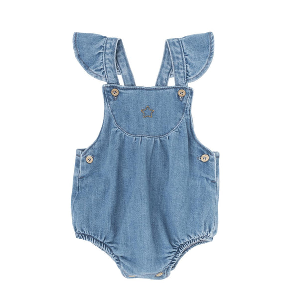 Tocoto Vintage Blue Denim Baby Girl Romper