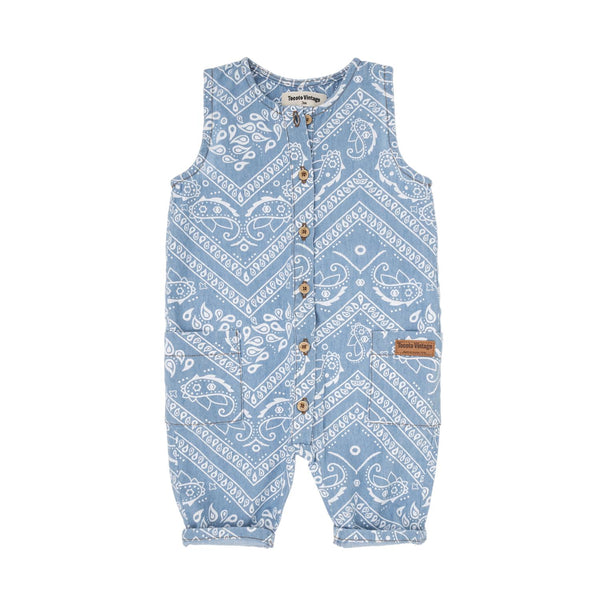 Tocoto Vintage Blue Chambray Bandana Overall
