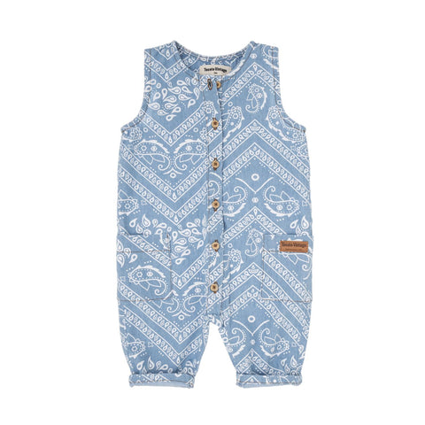 Tocoto Vintage Blue Chambray Bandana Overall