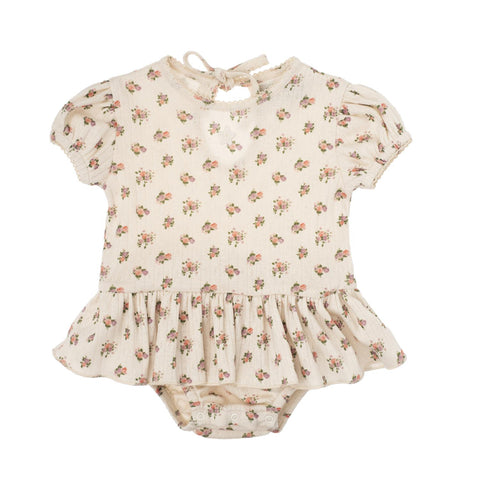 Tocoto Vintage Off White Floral Ruffle Romper