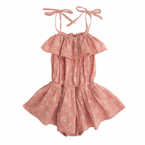 Tocoto Vintage Dark Pink Floral Romper