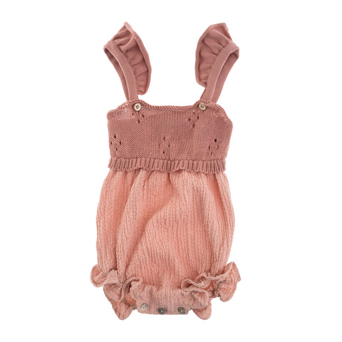 Tocoto Vintage Pink Combined Knit Romper