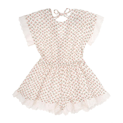 Tocoto Vintage Off White Floral Toddler Jumpsuit