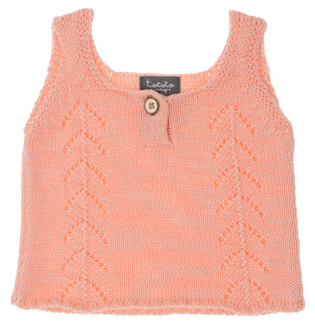 Tocoto Vintage Pink Knit Sleeveless Top & Bloomer