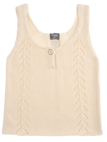 Tocoto Vintage Off White Knit Sleeveless Top & Bloomer