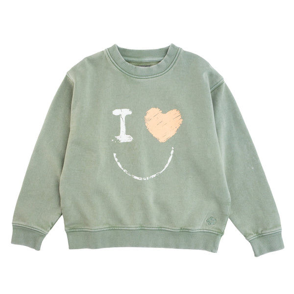 Tocoto Vintage Green I Love Smile Sweatshirt