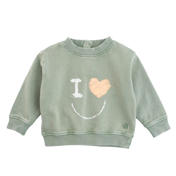 Tocoto Vintage Baby Green I Love Smile Sweatshirt