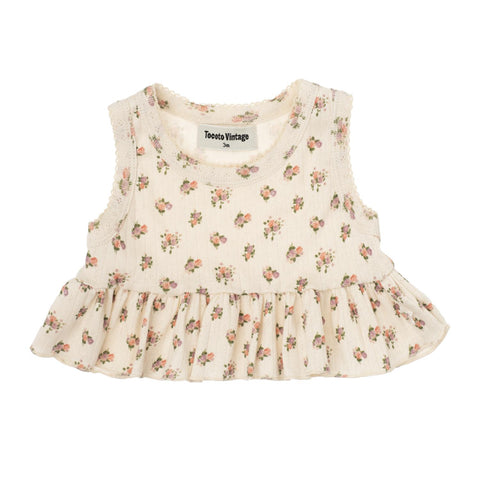 Tocoto Vintage Flower Print Blouse & Bloomer Set