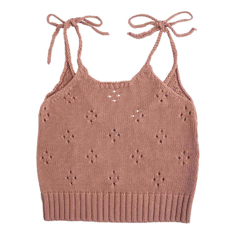 Tocoto Vintage Pink Pointelle Knit Tank & Shorts Set