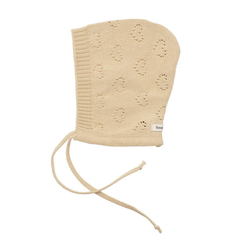Tocoto Vintage Off White Hearts Pointelle Knit Bonnet