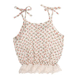 Tocoto Vintage Flower Kids Ruffle Top & Embroidered Shorts