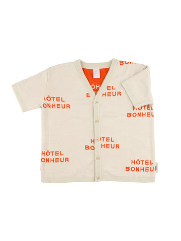 Tinycottons Carmine 'Hotel Bonheur' Short Sleeve Knit Cardigan
