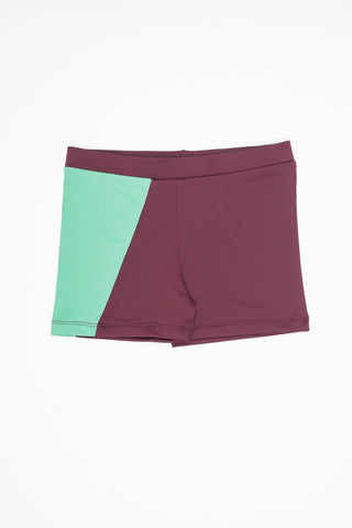 Motoreta Burgundy And Light Green Swim Trunks