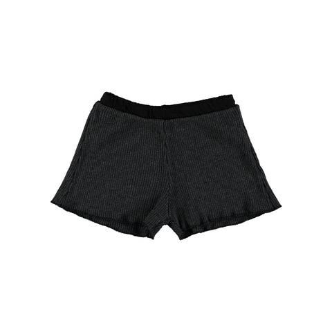 Violeta Black Ribbed Knit Shorts
