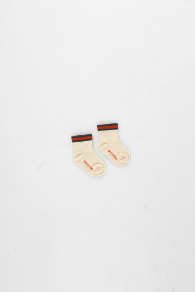 Tinycottons Light Cream Thin Stripes Quarter Socks