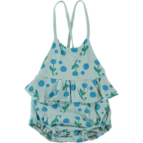 Picnik Blue Ruffle Flower Romper