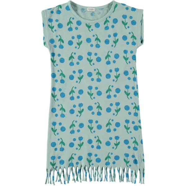 Picnik Blue Flower Fringe T-shirt Dress