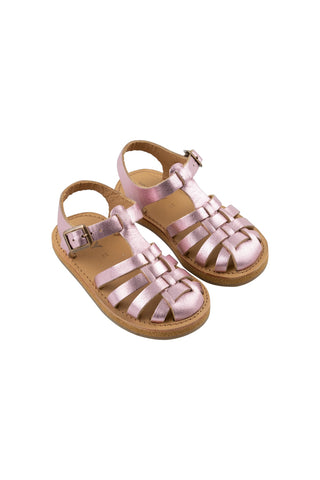Tinycottons Pink Metallic Braided Sandals