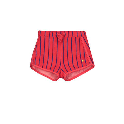 Bonmot Red Terry Striped Shorts