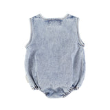 Piupiuchick Washed Blue Denim Baby Romper