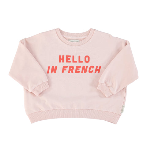 Piupiuchick Pink Hello in French Kids Sweatshirt