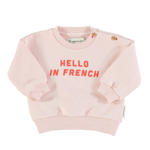 Piupiuchick Pink Hello in French Baby Sweatshirt