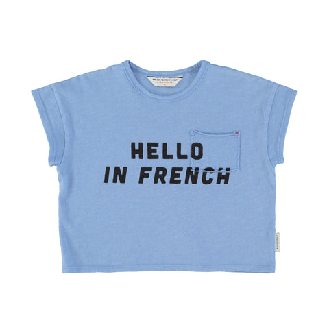 Piupiuchick Blue Hello in French Kids T-Shirt