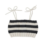 Piupiuchick Ecru & Charcoal Stripe Knit Top