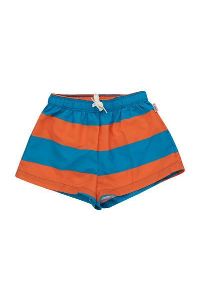 Tinycottons Tangerine & Blue Stripe Swim Trunks