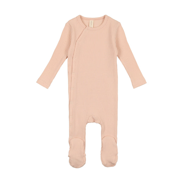 Lilette Peach Side Snap Rib Footie