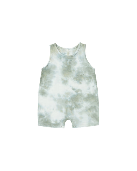 Rylee & Cru Aqua Tie Dye Sleeveless Romper