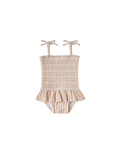 Rylee & Cru Baby Almond Striped Smocked Swimsuit