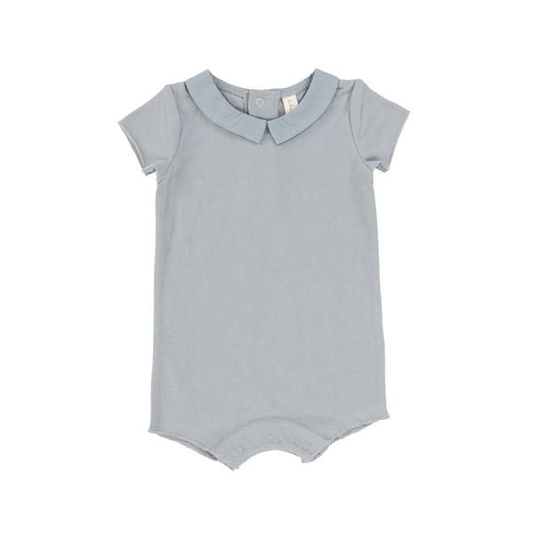 Lil Legs Soft Blue Collar Boy Romper