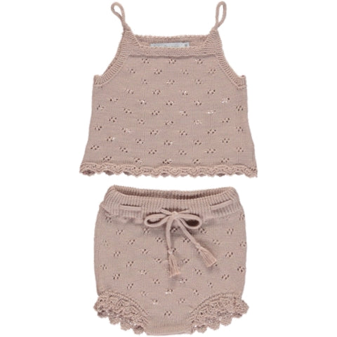 Bebe Organic Dusty Rose Summer Knit Top & Bloomer