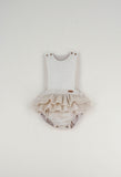 Popelin Off White Frilled Romper With Bib