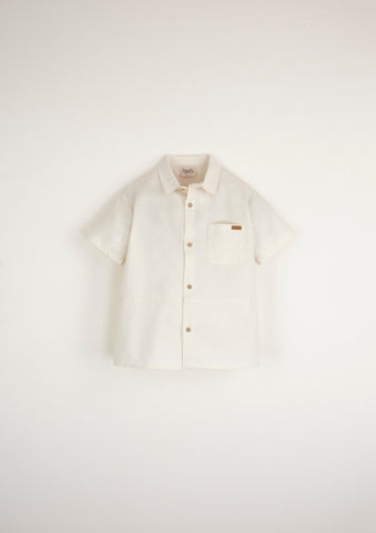 Popelin Off White Collared Shirt