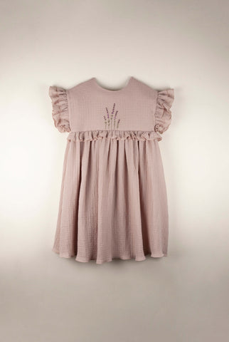 Popelin Pink Embroidered Yoke Dress