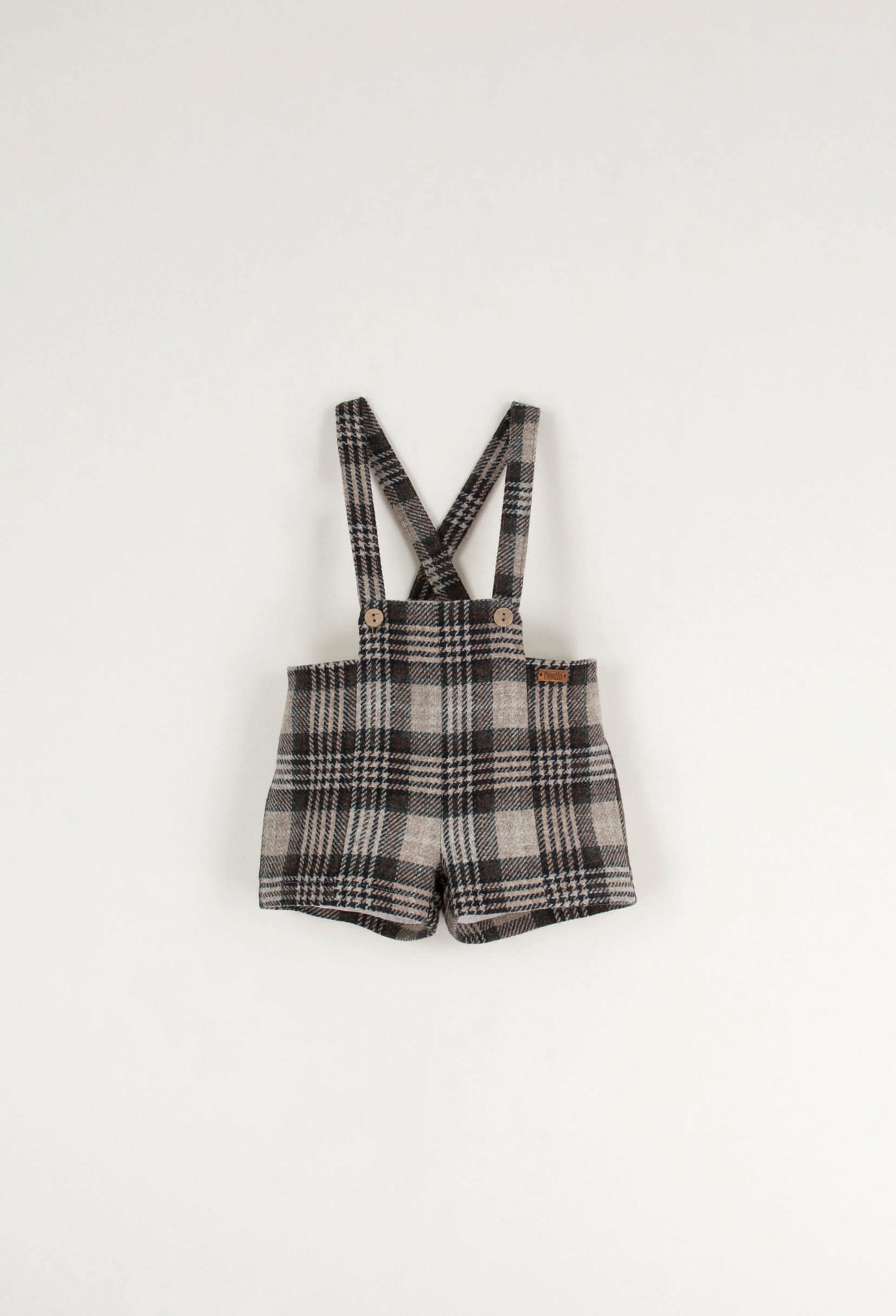 Popelin Brown Plaid Dungarees – Panda and Cub