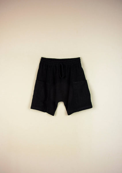 Popelin Black Baggy Bermuda Shorts