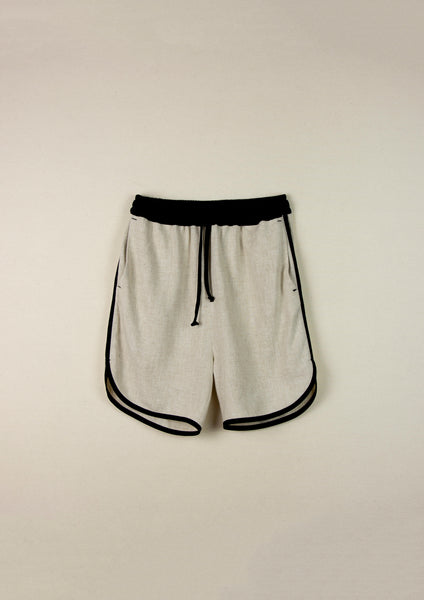 Popelin Beige Contrast Shorts