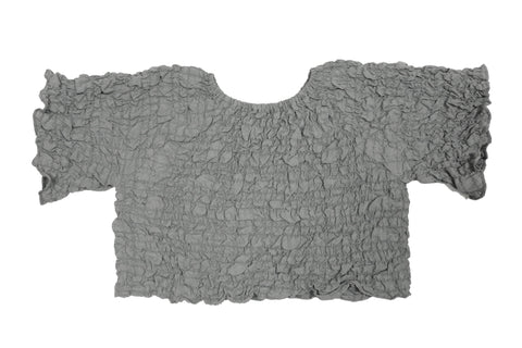 Tambere Grey Crinkle Short Sleeve Top