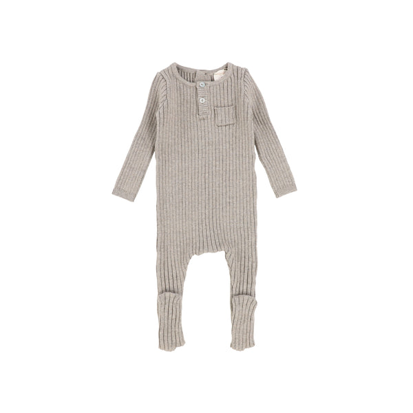 Lil Legs Taupe Knit Pocket Footie