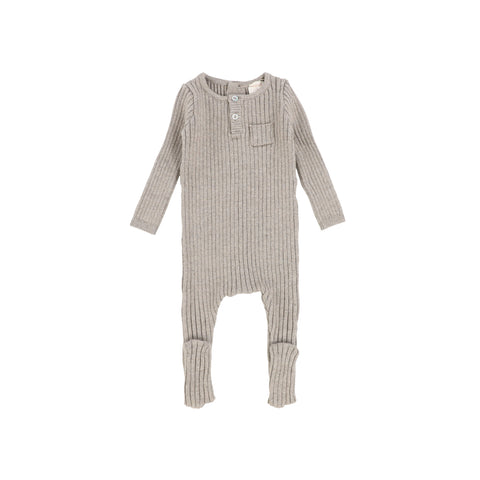 Lil Legs Taupe Knit Pocket Footie