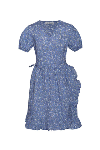 Tiny Bunny Blue Floral Wrap Dress