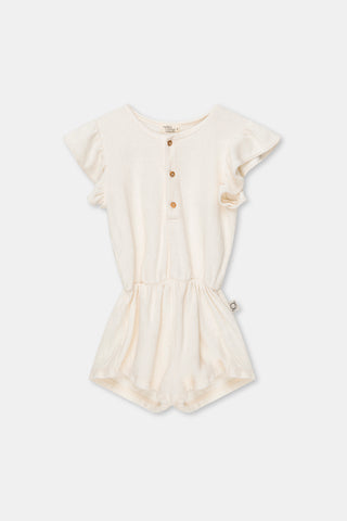 My Little Cozmo Thelmak Ivory Ruffle Terry Jumpsuit