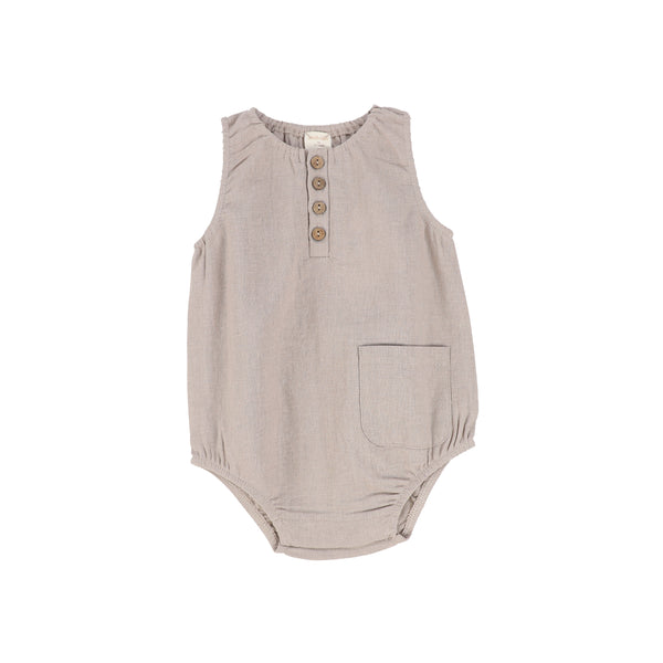 Lil Legs Taupe Linen Pocket Romper