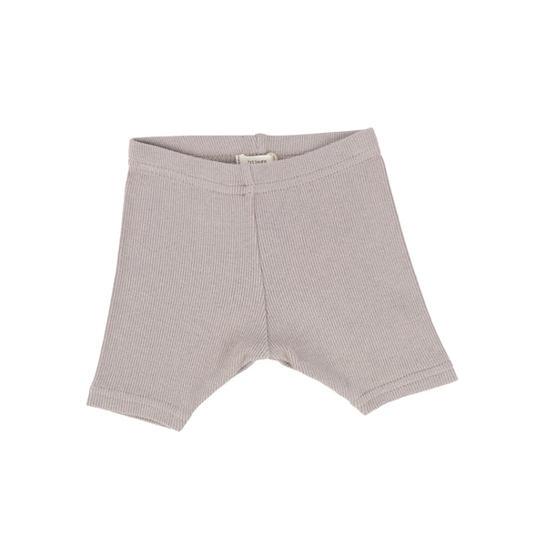 Lil Legs Taupe Ribbed Biker Shorts