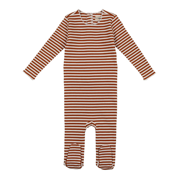 Urbani Cognac Striped Ribbed Onesie