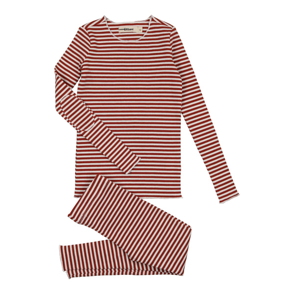 Urbani Raspberry Striped Ribbed Pajamas